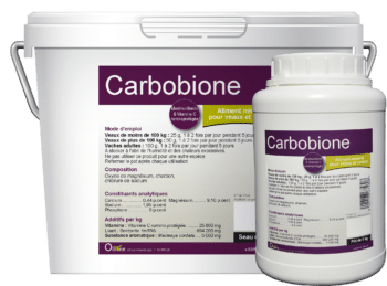 Carbobione pour le transit perturbé et les diarrhées du veau